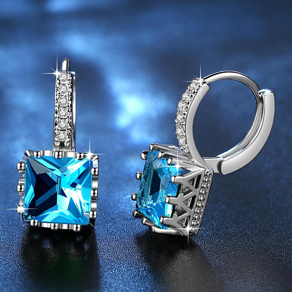 Trendy Earrings Female Square Zircon Simple Earrings