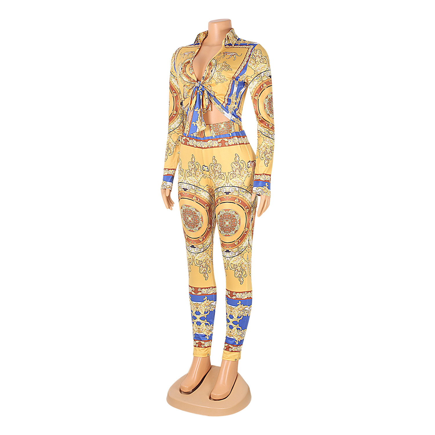 Fashion Sexy Digital Positioning Printing Tight-Fitting Two-Piece Suit