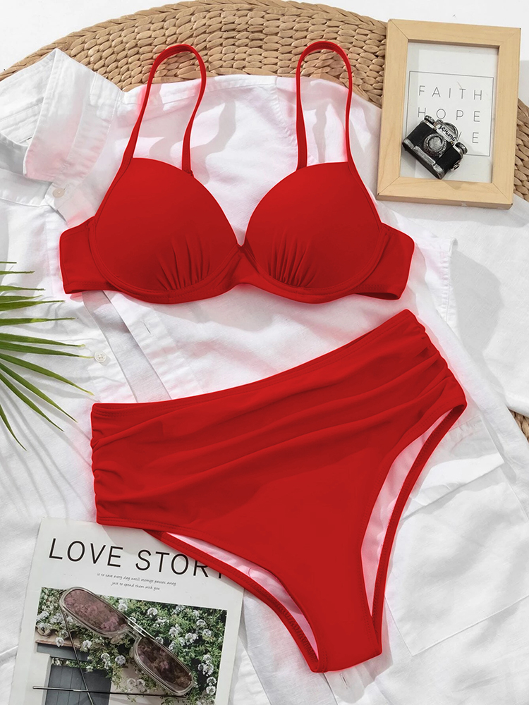 Solid Color Swimsuit One Piece Rigid Holder Cup - Image 6