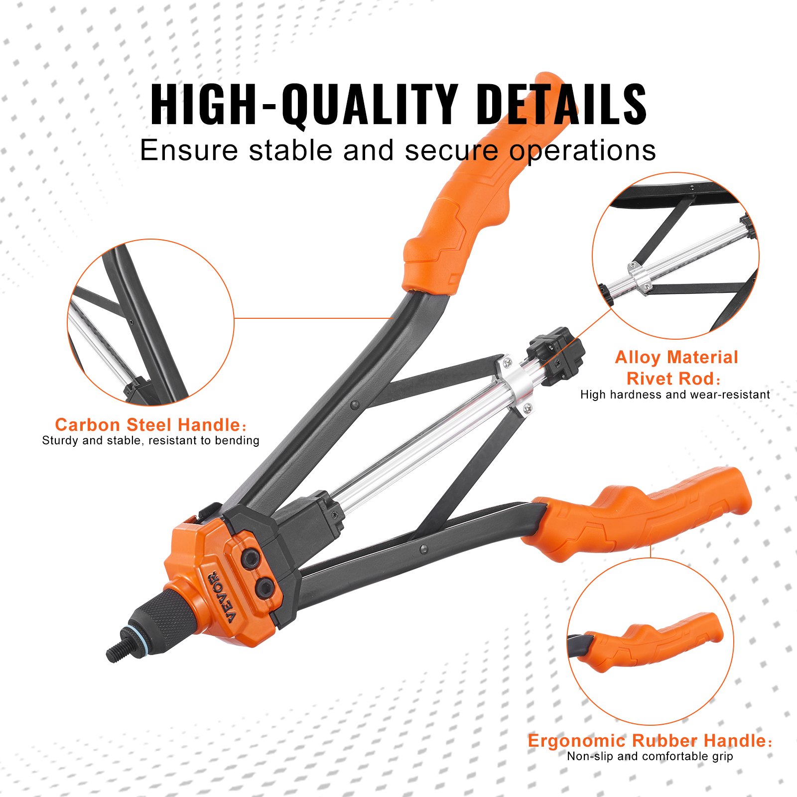 VEVOR Rivet Nut Tool, 16 Inch Rivnut Tool Kit With 13PCS Metric And SAE Mandrels, 186PCS Rivet Nuts, Semi-auto Retraction, M3, M4, M5, M6, M8, M10, M12, image 3