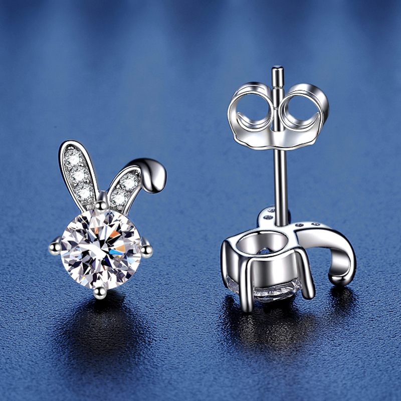 S925 Sterling Silver Jewelry Needle Exquisite Rabbit