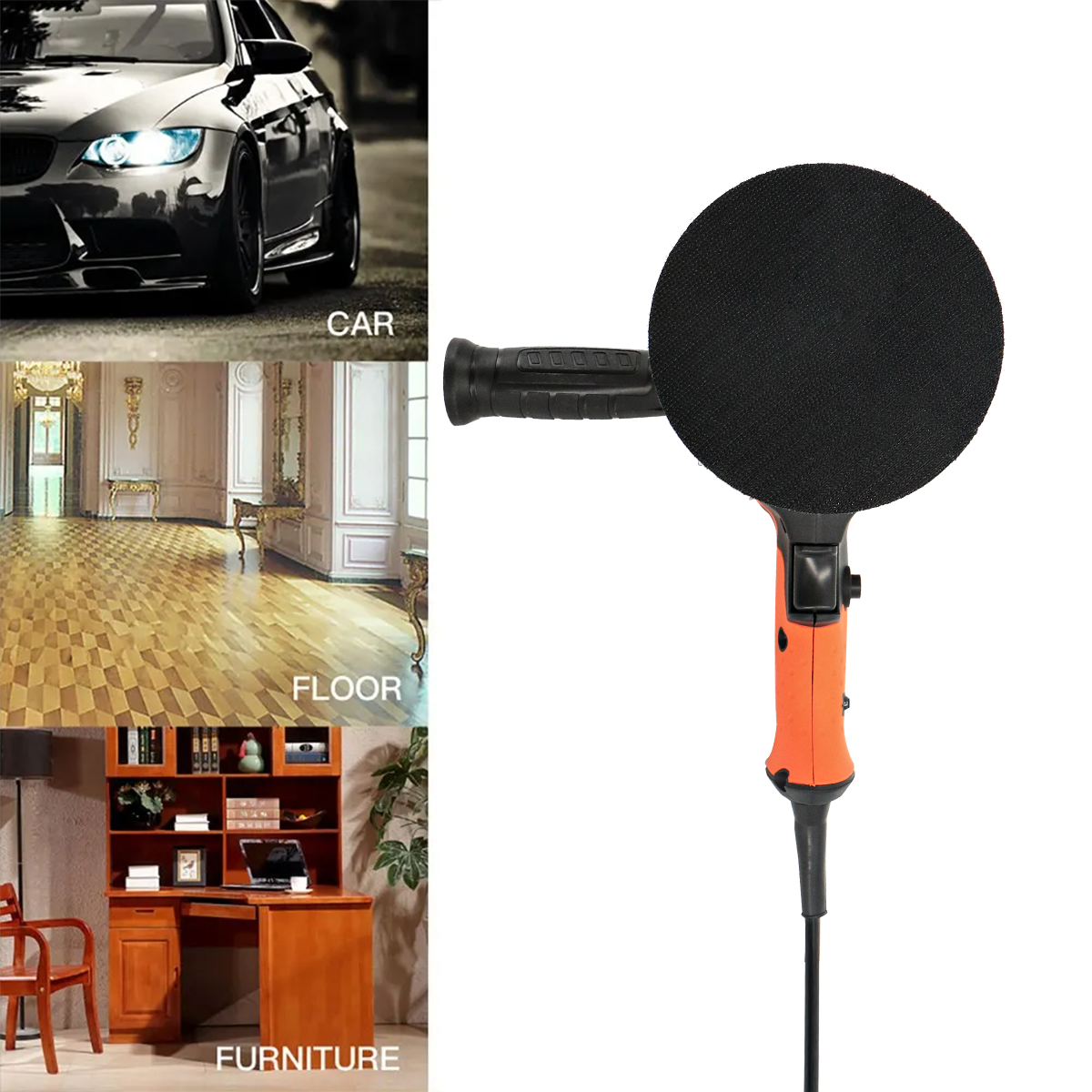 980W Heavy Duty Car Polisher Buffer Sander Waxing Kit 6 Speed With 5 Pad Bonnet — image 9