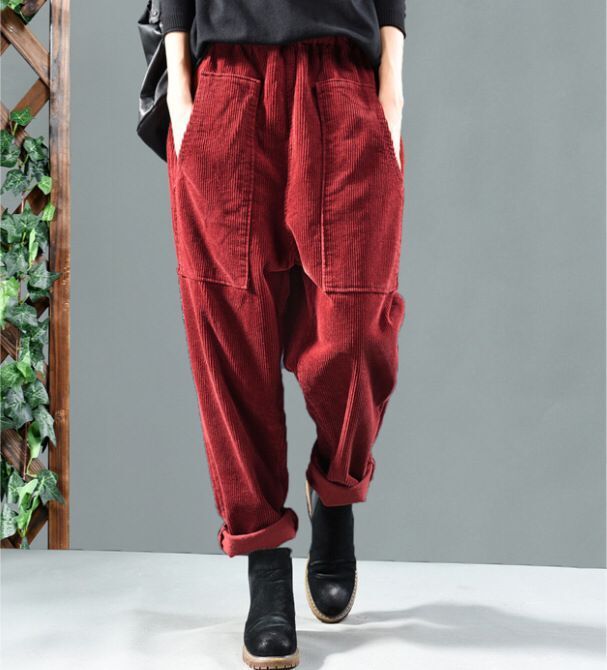 Title 3, Corduroy All-match Casual Harem Trousers Women