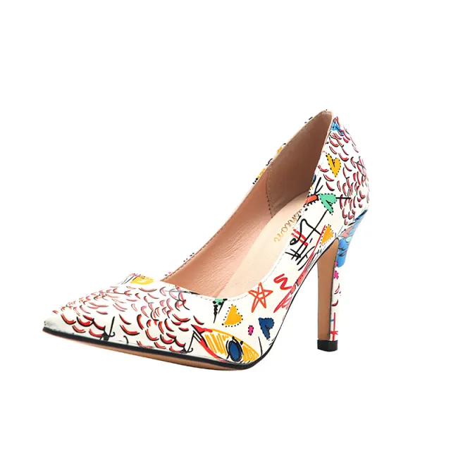 Large Size Ladies Fashion Single Pointed Toe Sexy High Heels Color Matching Shoes White - Shop at LoveMi