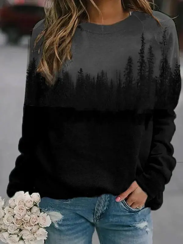 Round neck long sleeve pullover sweater Grey - Shop at LoveMi