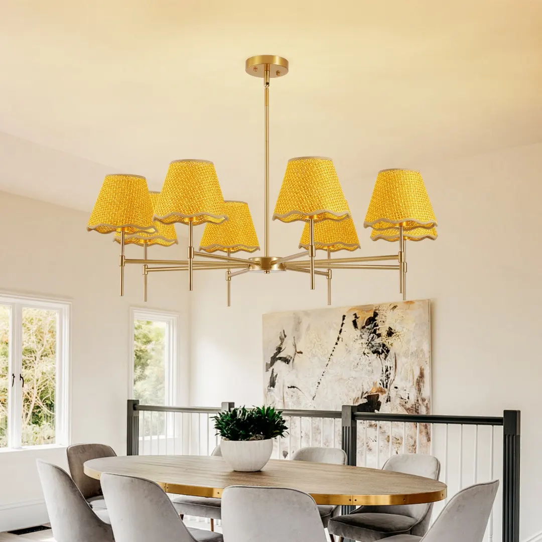 Golden Farmhouse Pendant Light 8-light Bohemian 38.6
