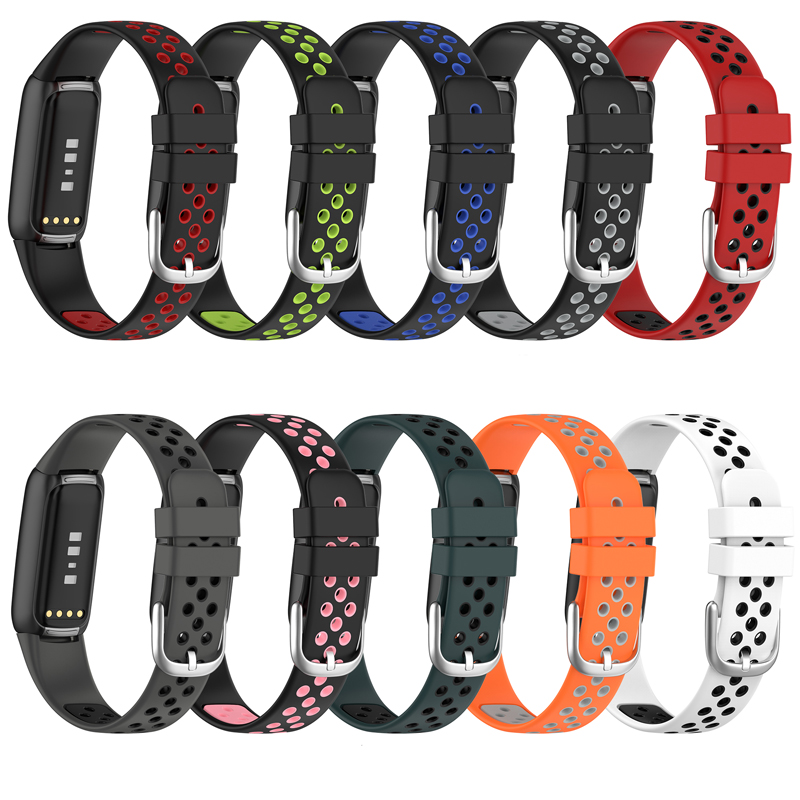 Breathable Porous Sports Silicone Two-Tone Replacement Bracelet Strap