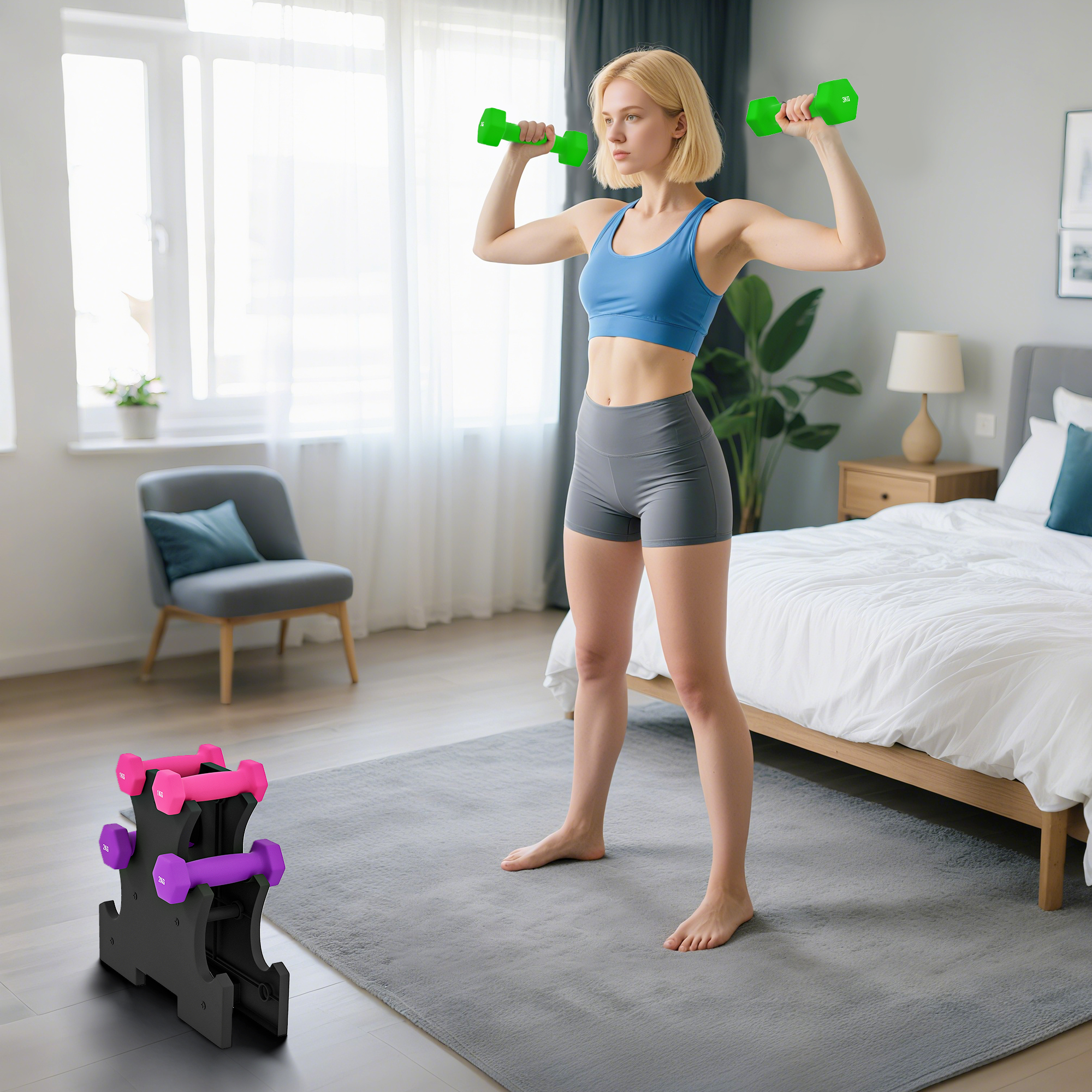 Dumbbell Set With Storage Rack , 2 X 1kg, 2 X 2kg, 2 X 3kg — image 5