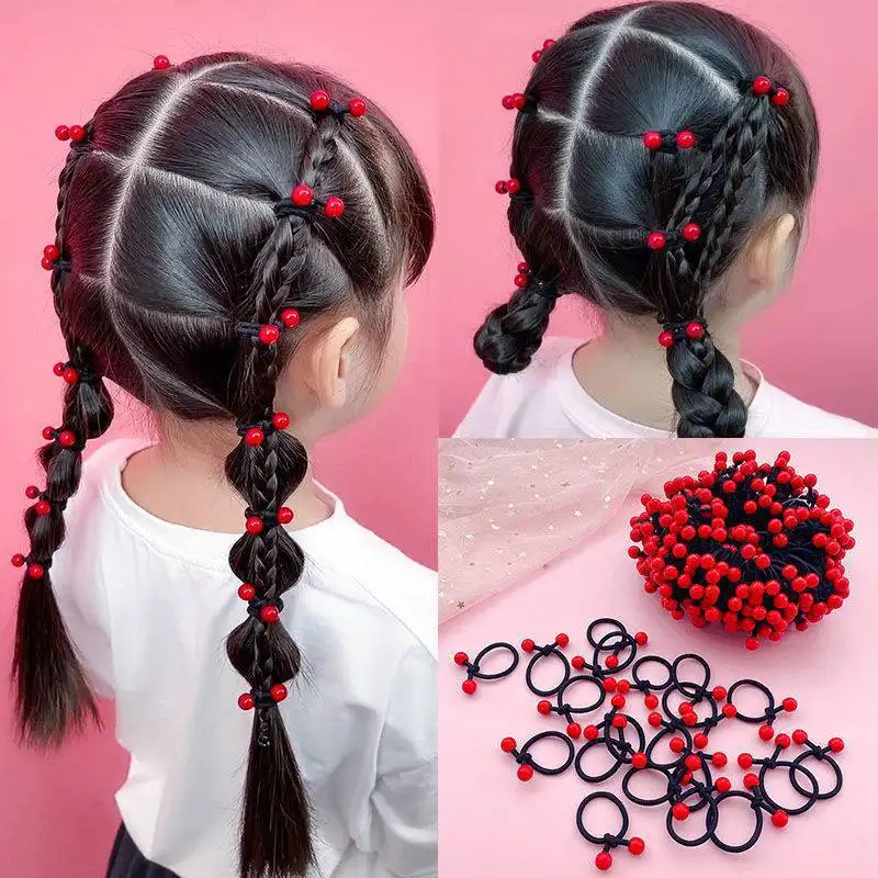 Baby Red Bead Hair Tie