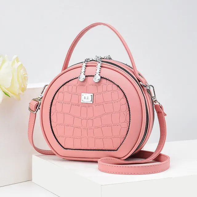 Fashion Female Bag Korean Style Small Round Bag Trendy One shoulder Messenger Bag Pink - Shop at LoveMi