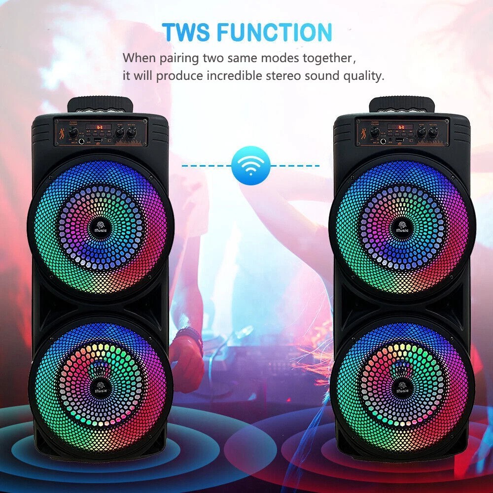 Portable Bluetooth Speaker Sub Woofer Heavy Bass Sound System Party Mic UK 6