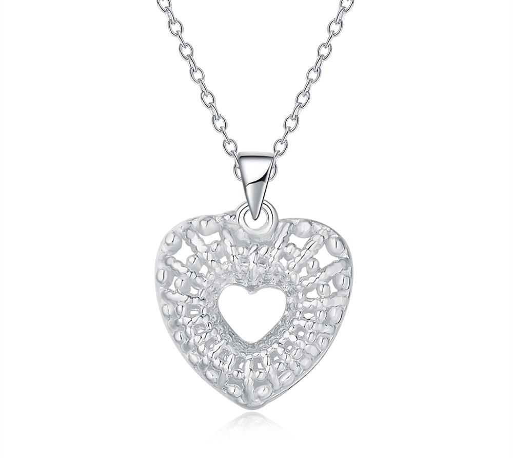 925 Silver Plated Hollow Heart-shaped Love Necklace For European And American Ladies Wedding Party