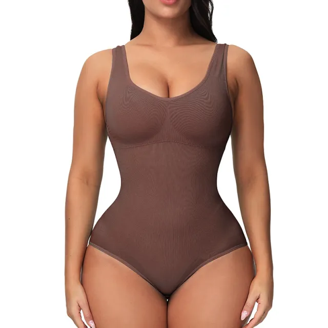 European And American Corset Women's Seamless One piece Bodysuit Coffee - Shop at LoveMi