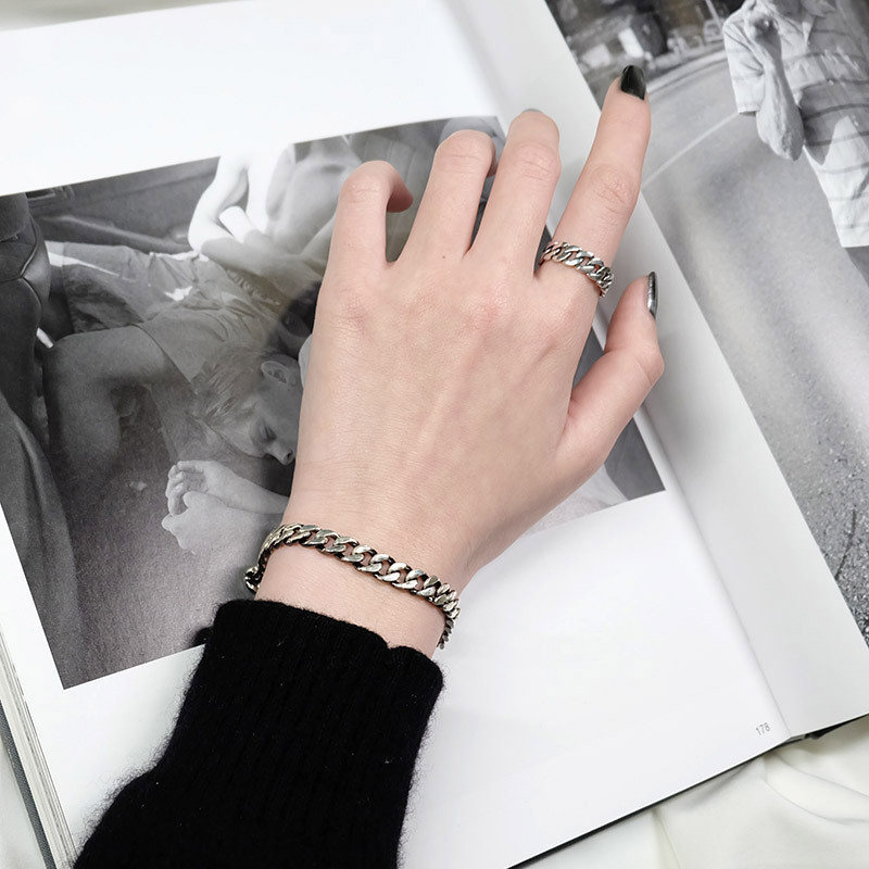 Silver Wide Chain Twist Bracelet