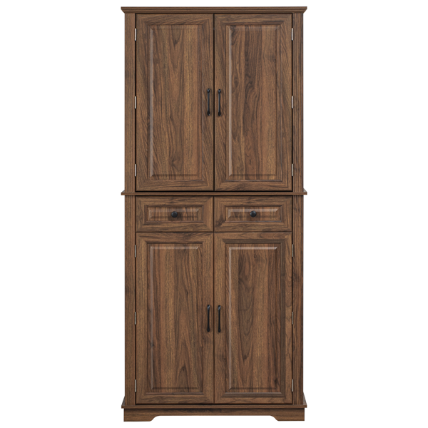 71inch Tall Kitchen Pantry Cabinet With 3 Pull Out Cabinet Organizers, Farmhouse Embossed Texture Storage Cabinet With 6 Door Shelves, 2 Drawers, Free