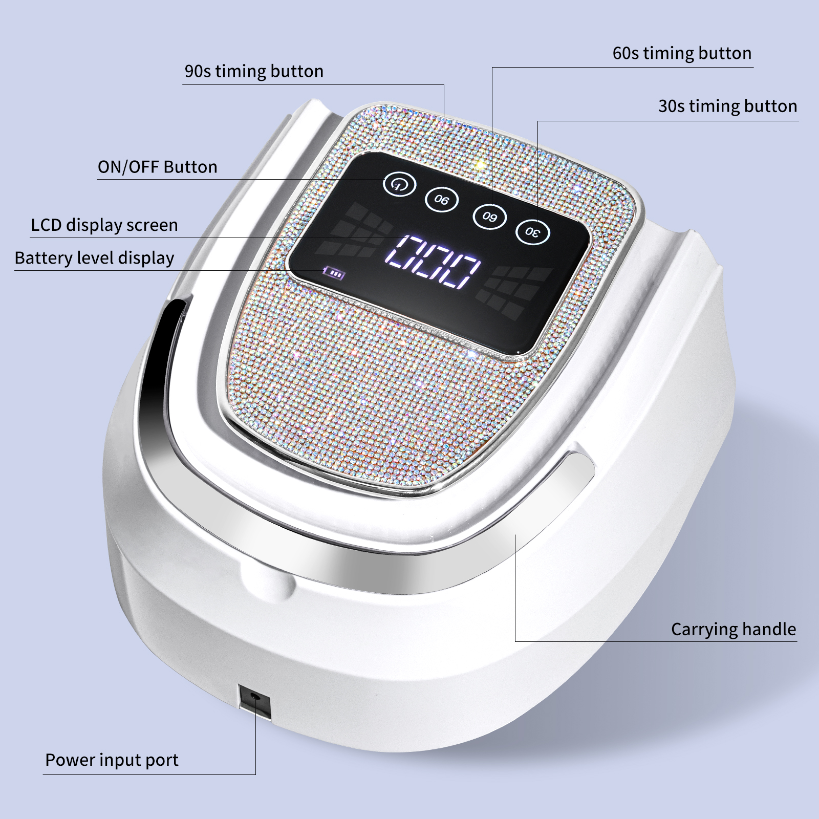 Rechargeable UV LED Nail Lamp, Cordless Nail Lamp For Gel Polish, UV Nail Lamp With 4 Timer Setting And Handle, Professional Nail UV Light For Gel Nails With 30 Beads For Salon And Home 5