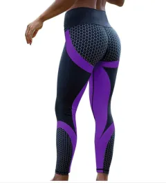 Yoga Fitness Leggings Women Pants Fitness Slim Tights Gym Running Sports Clothing - Purple - View 1