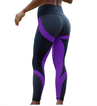 Yoga Fitness Leggings Women Pants Fitness Slim Tights Gym Running Sports Clothing - Purple