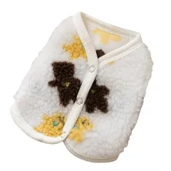 Simple Dog Clothes For Autumn And Winter, Bear Warm Fleece Jackets, Sweaters, Vests, Teddy Cat Two-legged Coats, Pet Clothes - White - View 1