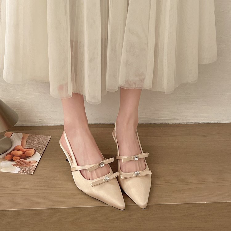 Satin Bow Evening Sandals, picture 4 of 5