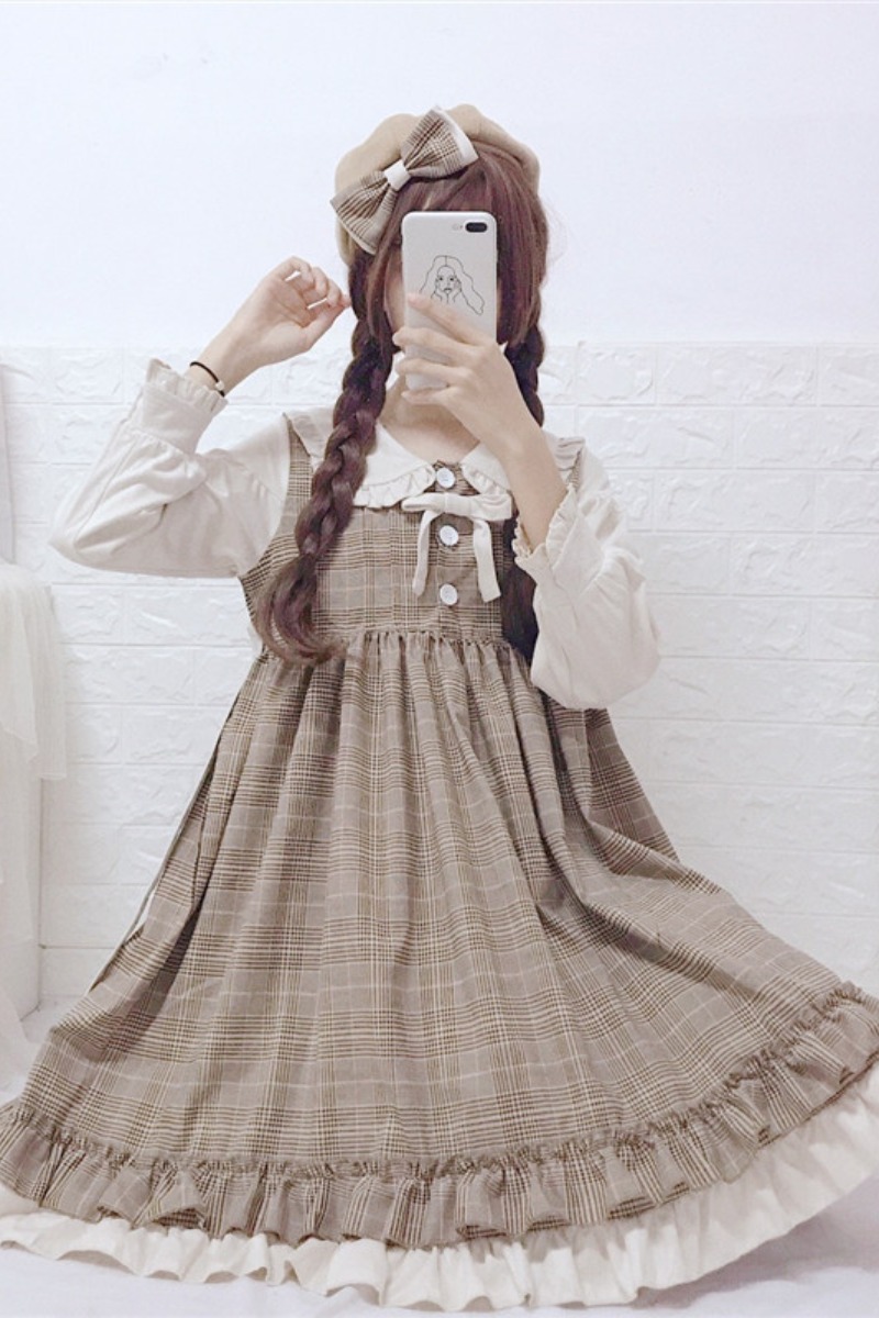 Fake Two-piece Stitching Student Long-sleeved Dress Spring And Autumn