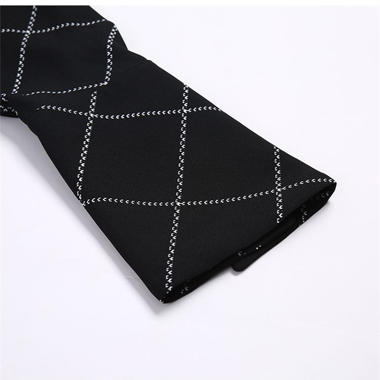 Checked Shirt With Drawstring Pleated Loose Flared Sleeves