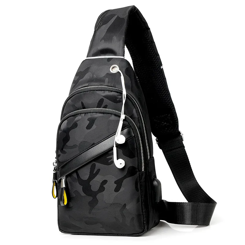 Men's Fashion Casual One Shoulder Messenger Bag - Black