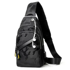 Men's Fashion Casual One Shoulder Messenger Bag - Black - View 1