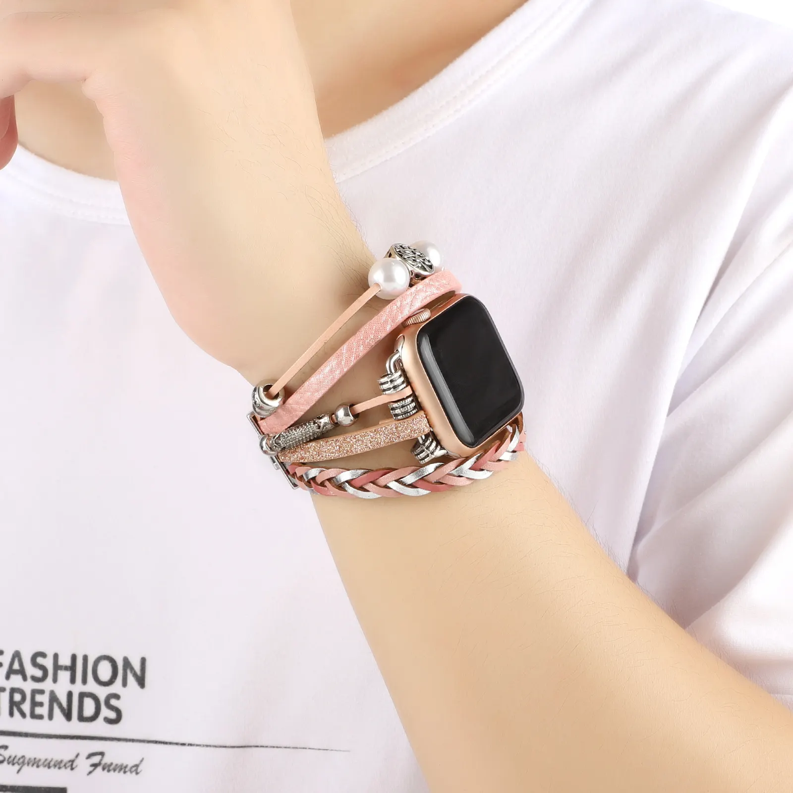Vintage Metal Leather Jewelry Wrist Strap Smart