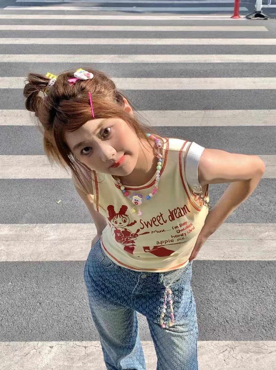 Vintage Suspender Exposed Navel Short Top