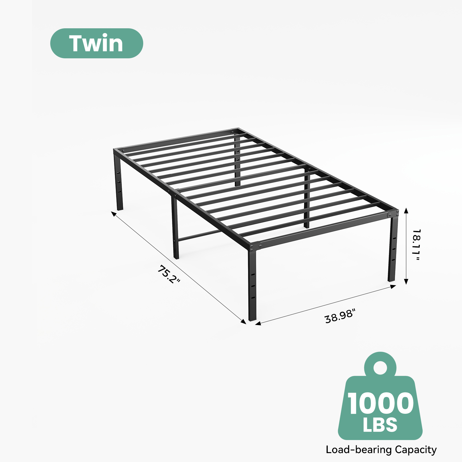 Sturdy And Durable Metal Base Frame, Noiseless Sturdy Steel Crossbars, Under-bed Storage Space, No Need For Box Springs