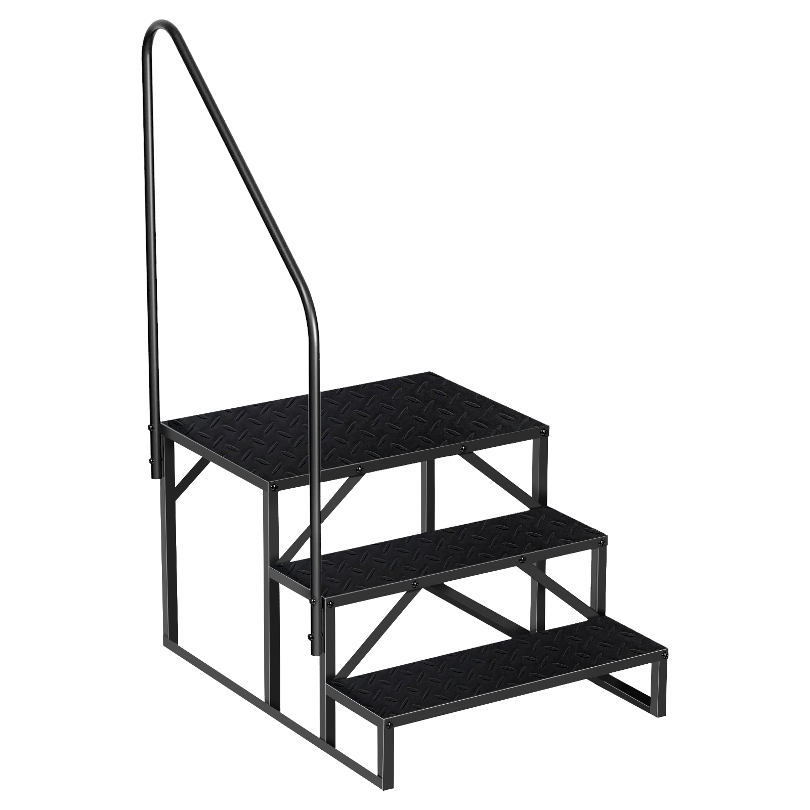 3-level Ladder With Handrails, Above Ground Swimming Pool Ladder, RV Ladder With Anti Slip Board And 660 Pound Load-bearing Capacity, Mobile Home Staircase For Reaching Heights