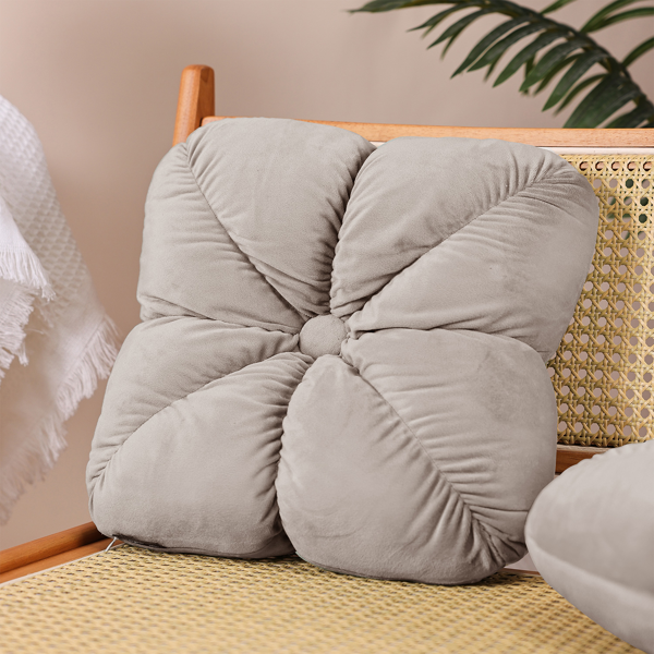 Set Of Two 14in  Square Velvet Flower Knot Accent Throw Pillows