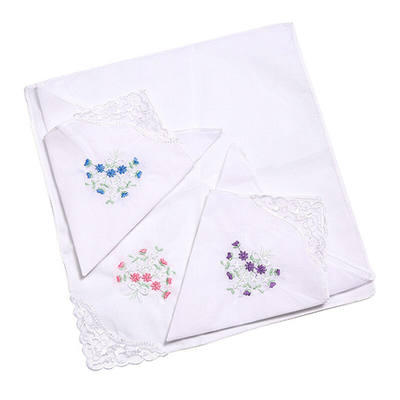 6 Pack Ladies Handkerchiefs Pure Cotton Plain White With Satin Stripe Border — image 6