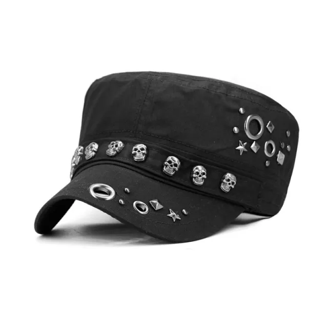 Fashionable Rivet Flat Top Hat Style1 Black - Shop at LoveMi