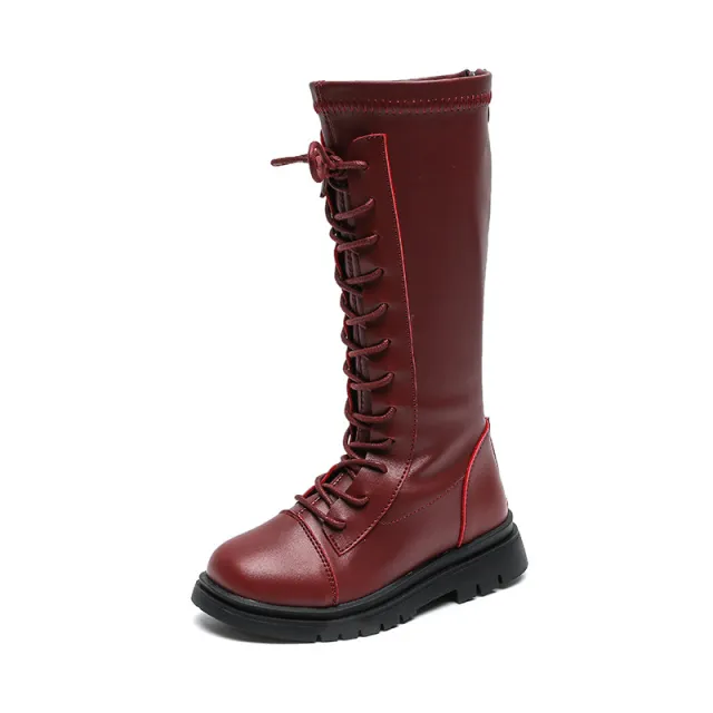 Autumn New Girls Leather Boots Rear Zipper Student Casual Shoes Wine - Shop at LoveMi