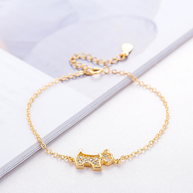 Title 1, Fashion Gold Dog Bracelet With Zircon