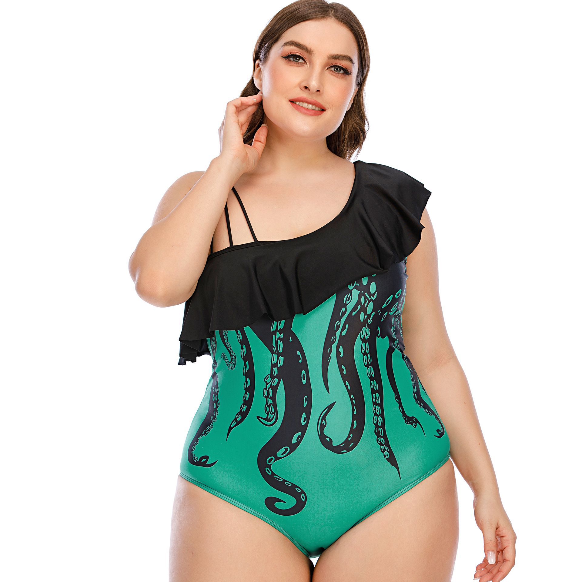 Title 4, Bikini Fat Lady Swimsuit Octopus Print One-shou...