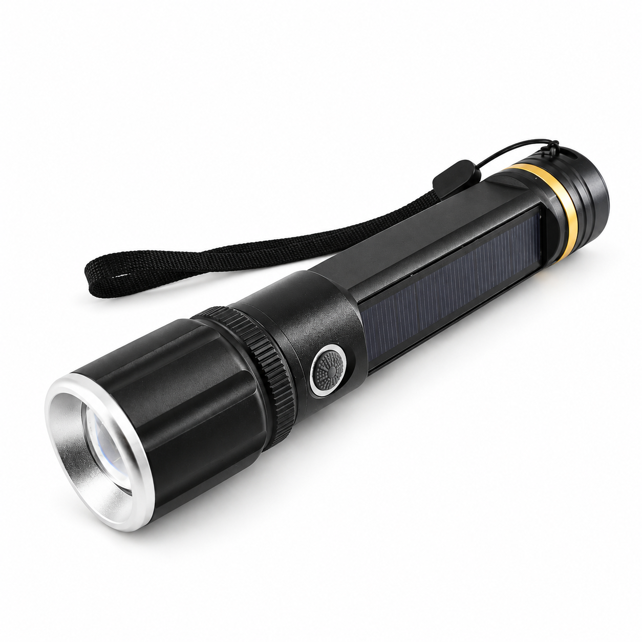 Solar Powered Rechargeable Power Bank Function LED Flashlight W566 500LM For Camping Outdoor Emergency 2000mAh — 1