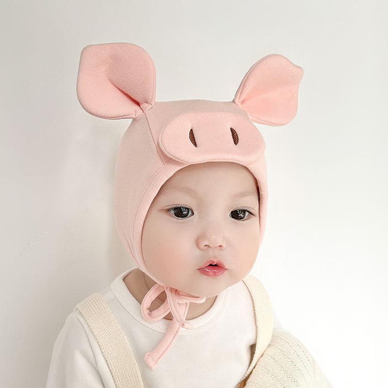 Title 3, Baby Cute Pig Earflaps Cap Fontanel Hat