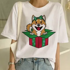 Women's Fashion Shiba Inu Dog Round Neck T-shirt - 24012Style - View 1