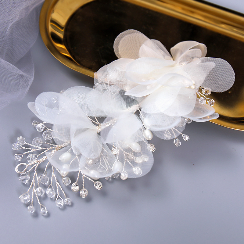 Bridal Handmade Crystal Flowers Headdress