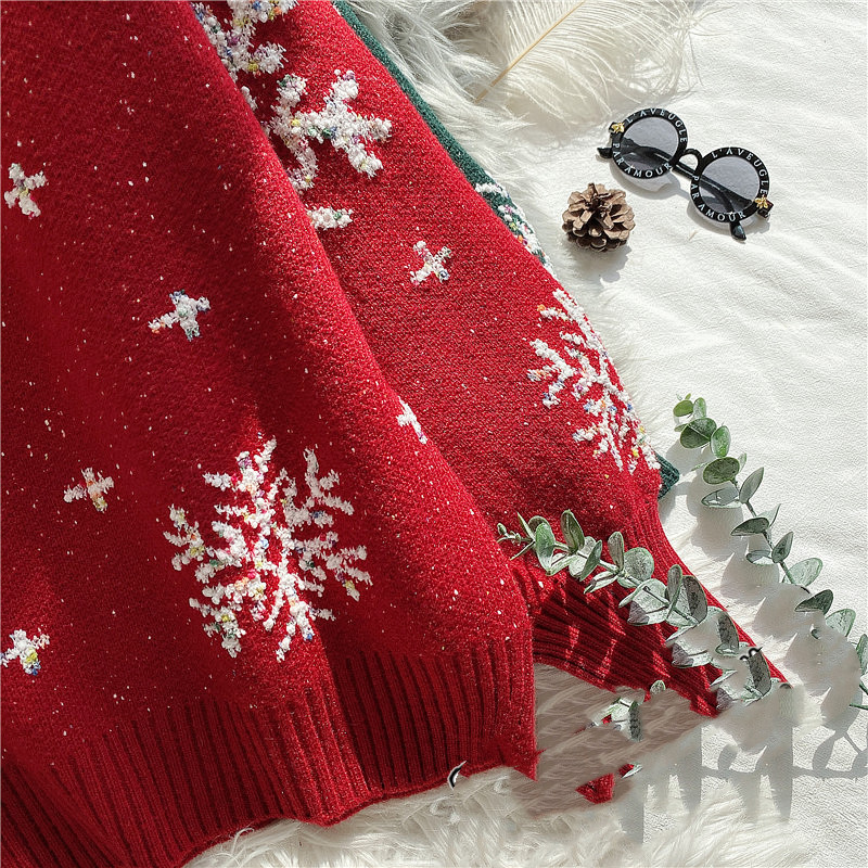 Women's Korean Style Lazy Snowflake Bottoming Shirt