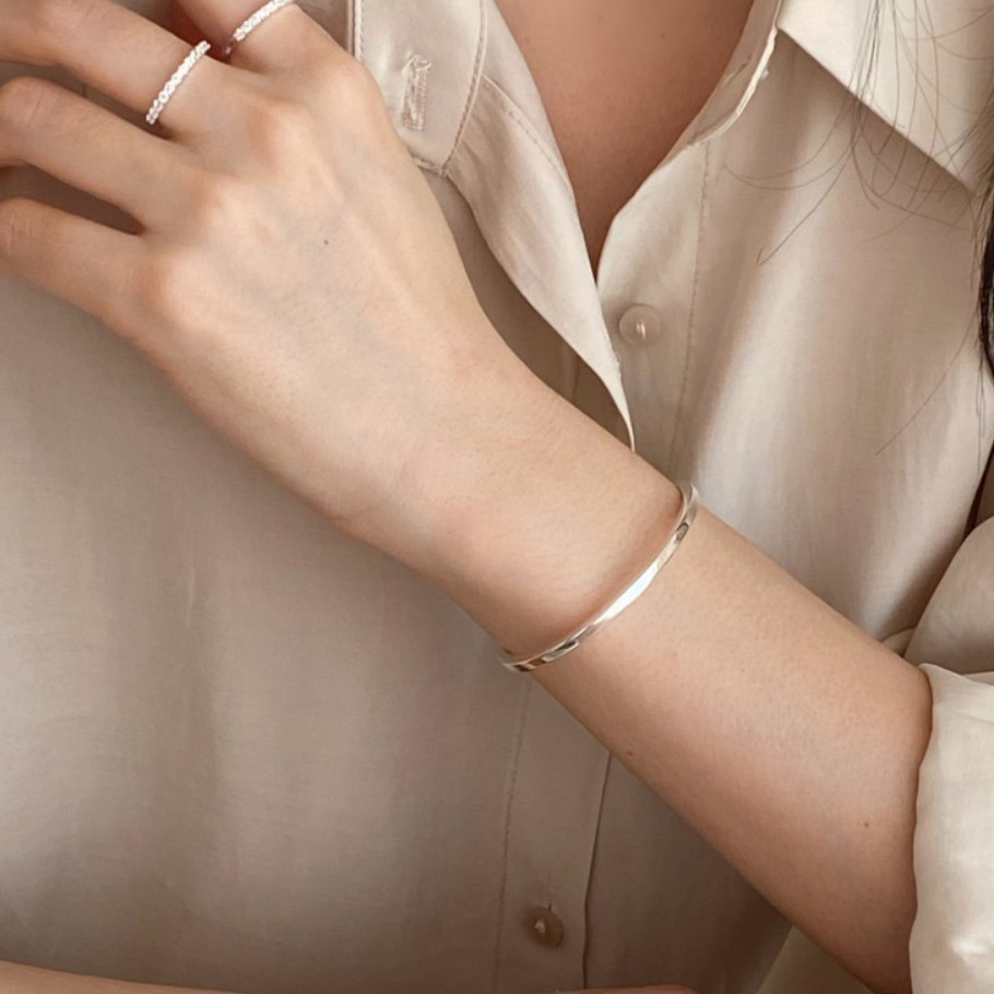 S925 Sterling Silver 3mm Mm Bracelet Bracelet Silver Ornaments Simple Square Line Bracelet