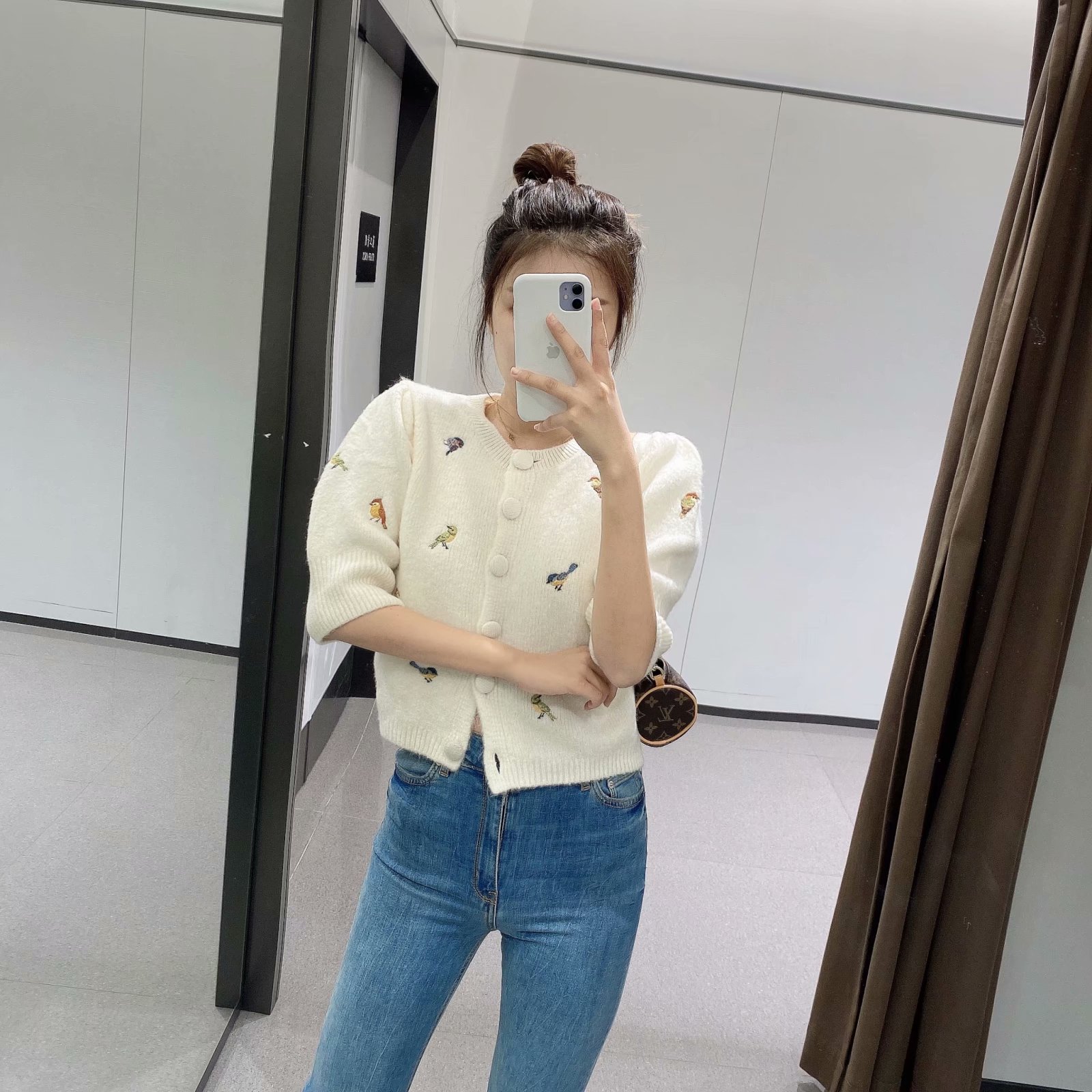 New Autumn And Winter Embroidered Knitted Cardigan Jacket Short Sweater