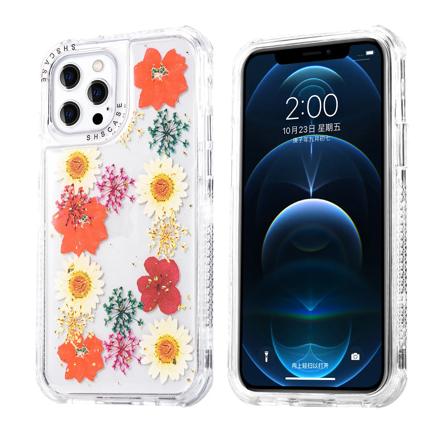Simulation Painted Flower Epoxy Phone Case