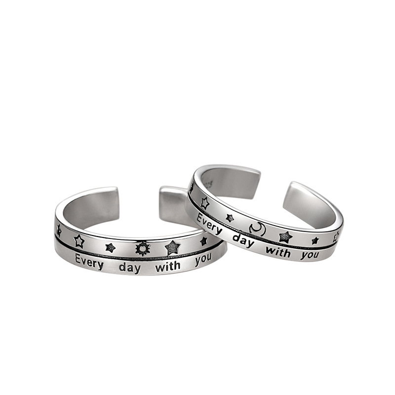 Retro Long-distance Love Valentine's Day Gift Ins Pair Ring
