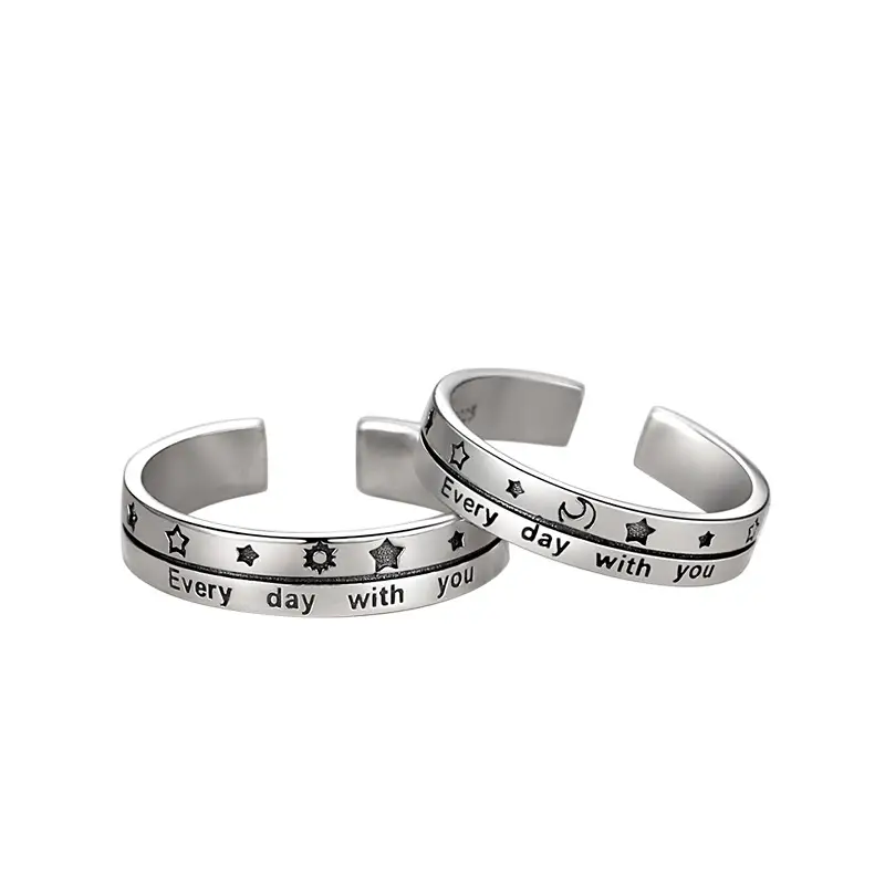 Retro Long-distance Love Valentine's Day Gift Ins Pair Ring