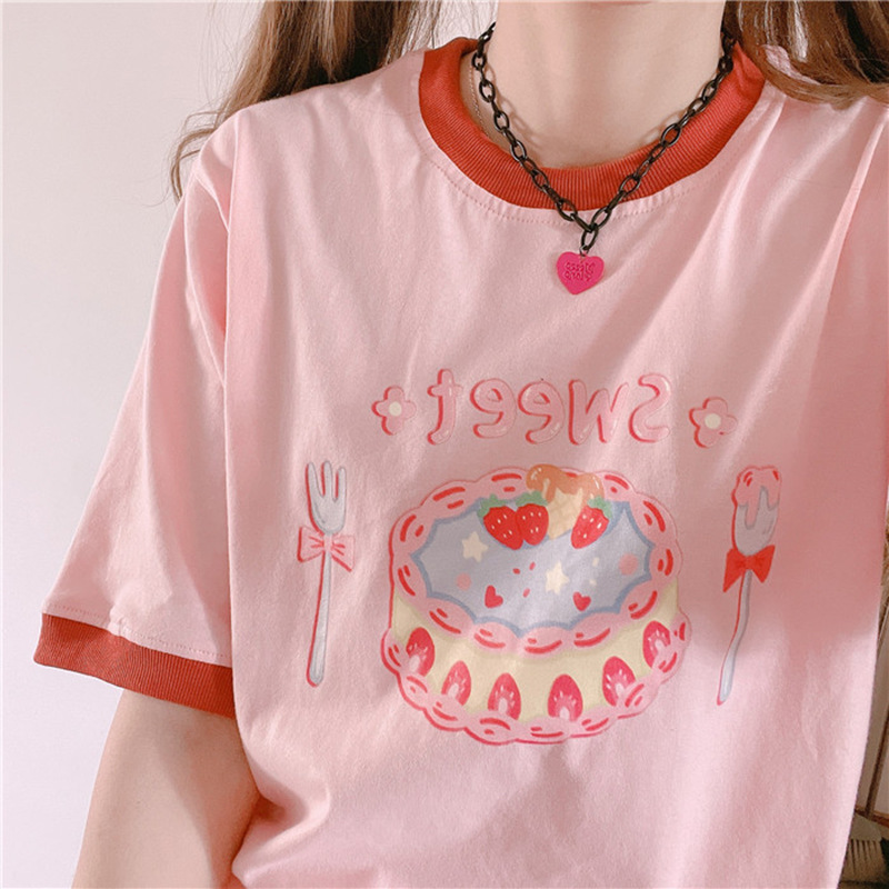 Title 2, Short-sleeved T-shirt, Cake Milkshake Printing,...