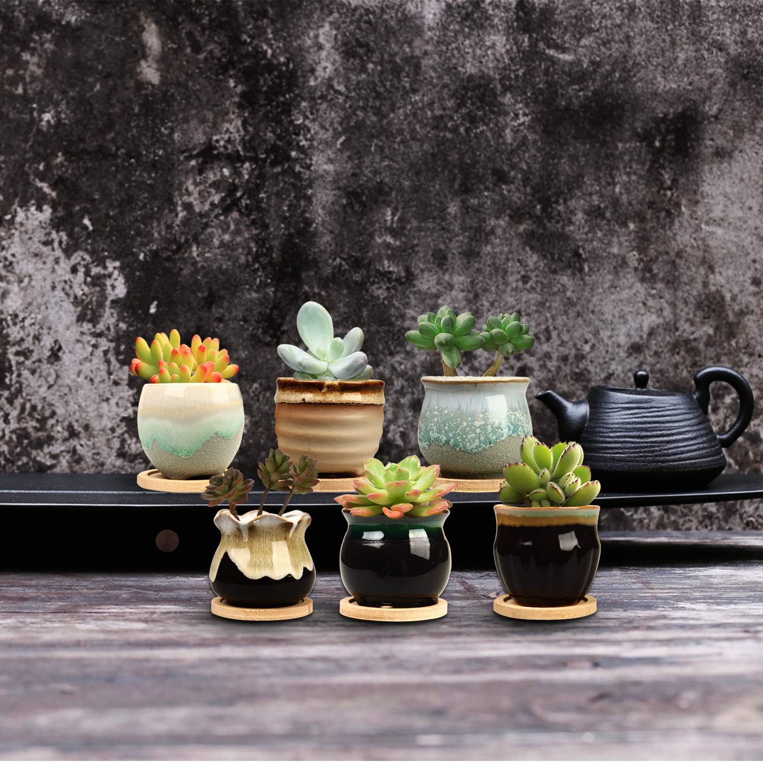 Ceramic Succulent Pot Set, 6 Pack, picture 2 of 3